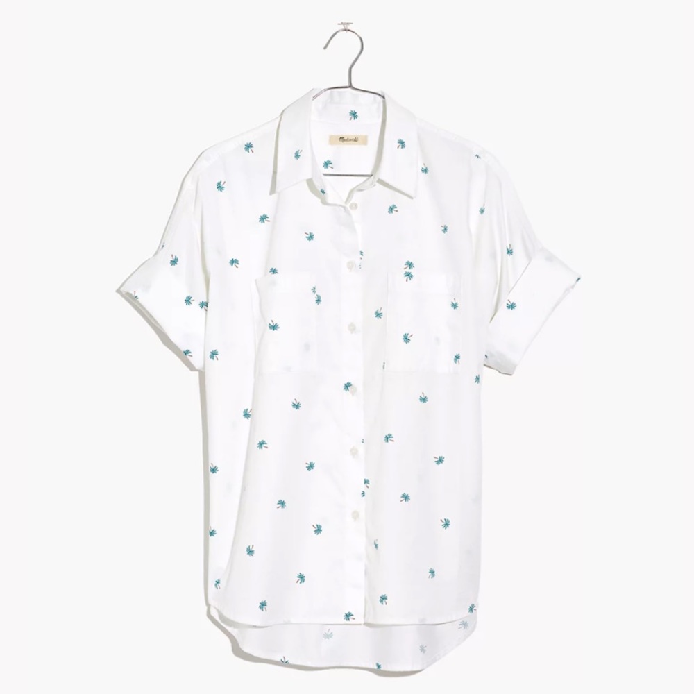 Madewell Cotton Courier Shirt in Palm Print L